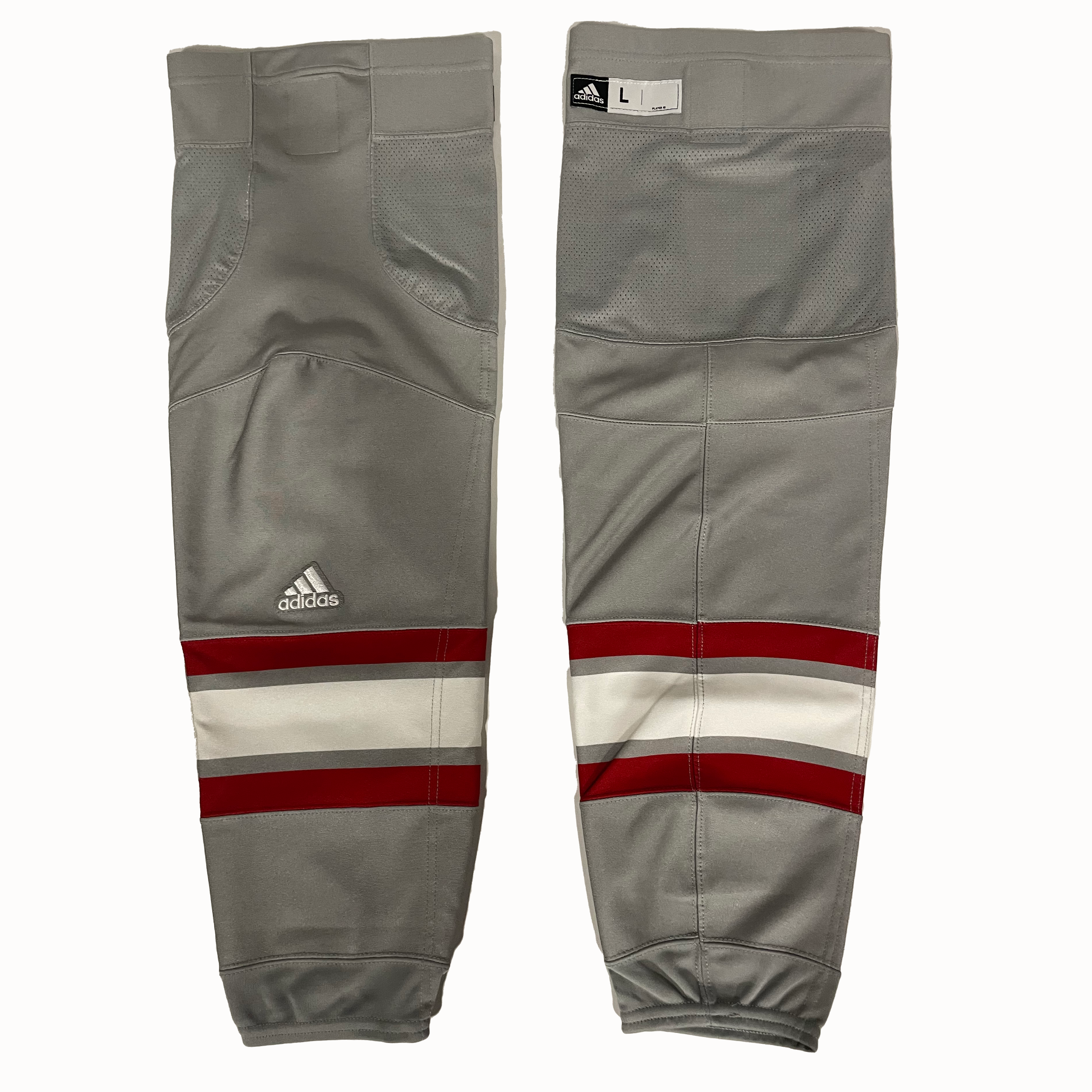 NCAA - Chaussettes de hockey Adidas (gris/blanc/rouge)